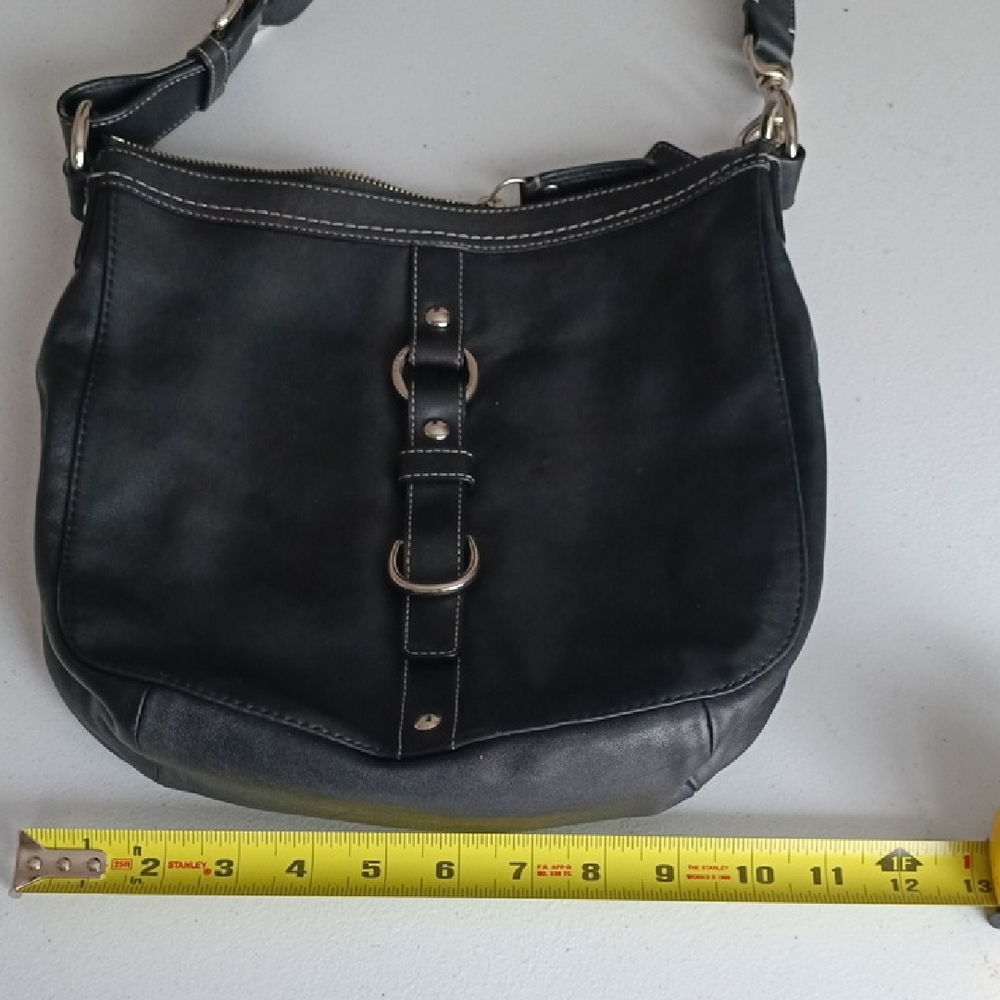 Coach Black Leather Belted Mid-size Crossbody Shoulder Unisex Bag Like New - Picture 9 of 14